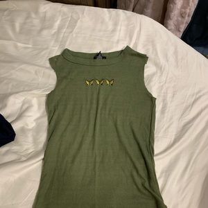 Green butterfly tank top